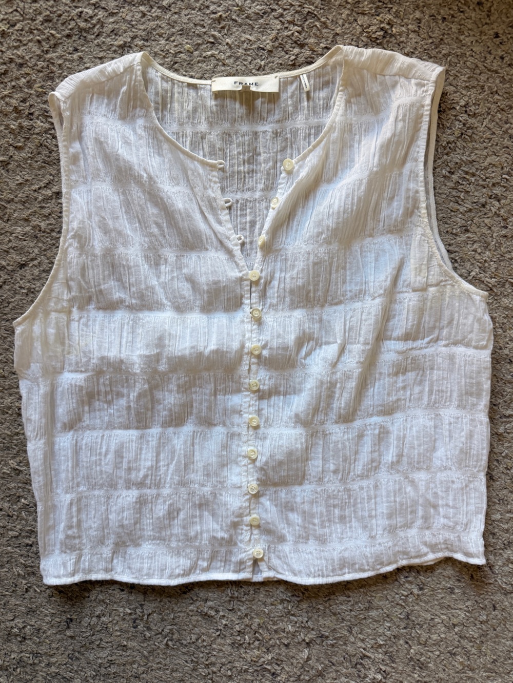Frame Denim White Button-Front Linen Camisole